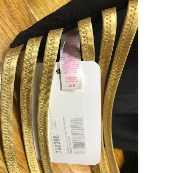 Victoria's Secret black gold silver diamonds embellished bra top 36B - Picture 4 of 5